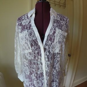 *Brand New* EXPRESS White Flowered Lace Blouse